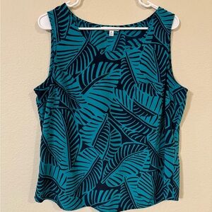 Croft & Barrow Blue Leaf Print Tank Top